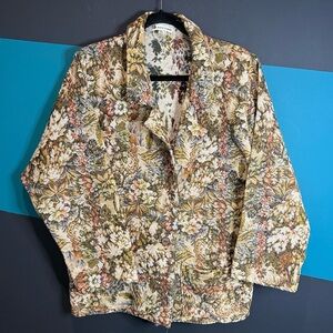 Tapestry Elegant Floral Women's Blazer Ines Gordi Made in Italy Cotton